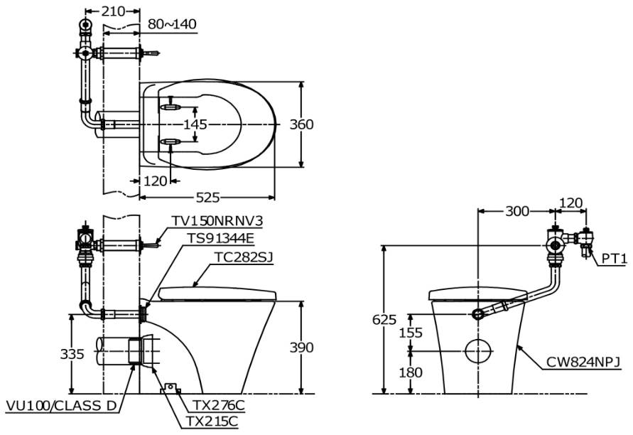 CWT824NPJT1 โถสุขภัณฑ์ตั้งพื้น (สำหรับฟลัชวาล์ว) ใช้น้ำ 6 ลิตร ระยะท่อถึงผนัง 180 มม. (ท่อออกผนัง) ฝารองนั่งแบบ Soft Close รุ่น TC282SJ Cwt824Npjt1 โถสุขภัณฑ์ตั้งพื้น (สำหรับฟลัชวาล์ว) ใช้น้ำ 6 ลิตร ระยะท่อถึงผนัง 180 มม. (ท่อออกผนัง) ฝารองนั่งแบบ Soft Close รุ่น Tc282Sj