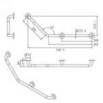 FBVHC-TS792A ราวทรงตัวสแตนเลส 135องศา 300x500(ขวา)mm เส้นผ่าศูนย์กลาง 25 ซม. Grab Bar 135R od 25mm SUS 304 VRH