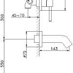 RA 372234C-2 วาล์วฝังกำแพงผสมน้ำร้อนเย็น แบบมีปุ่มเปลี่ยนทิศทางน้ำ รุ่น YORK 