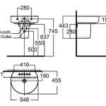 0552/0740-WT-0 อ่างล้างหน้าแบบแขวนผนัง พร้อมขาตั้งลอย รุ่น Concept Sphere