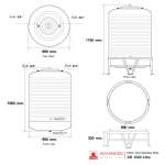 AR-1000 แท้งค์น้ำสแตนเลส ความจุ : 1000 ลิตร  เส้นผ่านศูนย์กลาง : 1.02 ม.  ความสูงของตัวถัง : 1.60 ม.  ความสูงขาตั้ง : 0.33 ม.  ความสูงรวมทั้งหมด : 1.75 ม. ทางน้ำเข้า : Ø 3/4" (นิ้วแป๊บ)  ทางน้ำออก : Ø 1" (นิ้วแป๊บ)
