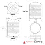 ARD 1000 แท้งค์น้ำสแตนเลส (ปลา/ดอกไม้/ใบไม้/หงส์) ความจุ : 1000 ลิตร  เส้นผ่านศูนย์กลาง : 1.02 ม.  ความสูงของตัวถัง : 1.60 ม.  ความสูงขาตั้ง : 0.33 ม.  ความสูงรวมทั้งหมด : 1.75 ม. ทางน้ำเข้า : Ø 3/4" (นิ้วแป๊บ)  ทางน้ำออก : Ø 1" (นิ้วแป๊บ)