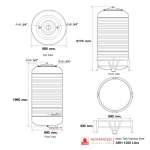 ARH 1250 แท้งค์น้ำสแตนเลส ความจุ : 1250 ลิตร  เส้นผ่านศูนย์กลาง : 0.99 ม.  ความสูงของตัวถัง : 2.07 ม.  ความสูงขาตั้ง : 0.33 ม.  ความสูงรวมทั้งหมด : 2.22 ม. ทางน้ำเข้า : Ø 3/4" (นิ้วแป๊บ)  ทางน้ำออก : Ø 1" (นิ้วแป๊บ)