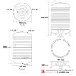 AV 3000 แท้งค์น้ำสแตนเลส ความจุ : 3000 ลิตร  เส้นผ่านศูนย์กลาง : 1.39 ม.  ความสูงของตัวถัง : 2.31 ม.  ความสูงขาตั้ง : 0.33 ม.  ความสูงรวมทั้งหมด : 2.45 ม. ทางน้ำเข้า : Ø 3/4" (นิ้วแป๊บ)  ทางน้ำออก : Ø 2" (นิ้วแป๊บ)