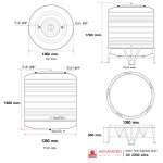 AV 2000 แท้งค์น้ำสแตนเลส ความจุ : 2000 ลิตร  เส้นผ่านศูนย์กลาง : 1.39 ม.  ความสูงของตัวถัง : 1.62 ม.  ความสูงขาตั้ง : 0.33 ม.  ความสูงรวมทั้งหมด : 1.76 ม. ทางน้ำเข้า : Ø 3/4" (นิ้วแป๊บ)  ทางน้ำออก : Ø 2" (นิ้วแป๊บ)