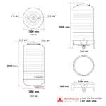 AV 1600 แท้งค์น้ำสแตนเลส ความจุ : 1600 ลิตร  เส้นผ่านศูนย์กลาง : 1.11 ม.  ความสูงของตัวถัง : 2.03 ม.  ความสูงขาตั้ง : 0.33 ม.  ความสูงรวมทั้งหมด : 2.20 ม. ทางน้ำเข้า : Ø 3/4" (นิ้วแป๊บ)  ทางน้ำออก : Ø 2" (นิ้วแป๊บ)