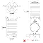 AV 500 แท้งค์น้ำสแตนเลส ความจุ : 500 ลิตร  เส้นผ่านศูนย์กลาง : 0.73 ม.  ความสูงของตัวถัง : 1.46 ม.  ความสูงขาตั้ง : 0.33 ม.  ความสูงรวมทั้งหมด : 1.68 ม. ทางน้ำเข้า : Ø 3/4" (นิ้วแป๊บ)  ทางน้ำออก : Ø 1" (นิ้วแป๊บ)