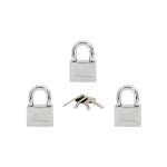 IsOn  กุญแจคล้อง เหล็ก ชุบโครเมี่ยม ระบบรหัสเหมือน (Key Alike / Steel Padlock-Disc)  KA.877 (CP)