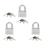 IsOn กุญแจคล้อง เหล็ก ชุบโครเมี่ยม ระบบมาสเตอร์คีย์ (Master Key / Steel Padlock-Disc) M.K.877 Set