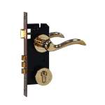IsOn ชุดกุญแจมือจับก้านโยก ทองเหลือง ระบบทั่วไป (Solid Brass Mortise lock Entran) NO.LB-2406PVD