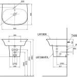 LW196K+LW196HFK อ่างล้างหน้าพร้อมขารองอ่างแบบแขวนผนัง (1 รูก๊อก) เคลือบสาร CEFIONTECT