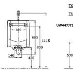 UW447JNMW/F โถปัสสาวะชายแบบแขวนผนัง ชนิดท่อน้ำเข้าด้านบน 
