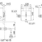 TTUE601DC1 ฟลัชวาล์วเซ็นเซอร์โถปัสสาวะชาย ชนิดน้ำเข้าด้านบน แบบถ่านอัลคาไลน์ 