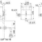 TTUE601AC1 ฟลัชวาล์วเซ็นเซอร์โถปัสสาวะชาย ชนิดน้ำเข้าด้านบน (ใช้ไฟฟ้า 220V)