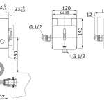 TTUE601AC3 ฟลัชวาล์วเซ็นเซอร์โถปัสสาวะชาย ชนิดน้ำเข้าด้านหลัง (ใช้ไฟฟ้า 220V) 