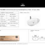 RB955-WBTTO-8326 อ่างล้างหน้าทรงรี ชนิดวางบนเคาน์เตอร์ ไม่มีรูน้ำล้น รุ่น 78326
