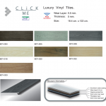 กระเบื้องยางไดโนเฟล็กซ์ แบบเนื้อฟิล์ม CLICK ME ขนิด LVT ขนาด 18.4x122cm. ความหนา thickness 5 mm 0