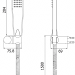 FJVHF-177AES  ฝักบัวมือถือ 2x4 นิ้ว พร้อมสายสแตนเลสและขายึด VRH