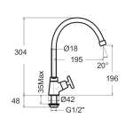 FFAST706-5T1500BT0 ก๊อกน้ำเย็นอ่างล้างจาน แบบติดขอบอ่าง รุ่น Winston