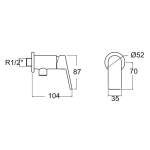 A-J54-10 ก๊อกน้ำเย็นยืนอาบแบบติดผนัง รุ่น Lift
