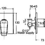 A-2112-10 ก๊อกน้ำเย็นยืนอาบแบบฝังผนัง รุ่น Onyx Mono (ไม่รวมชุดฝักบัวก้านแข็ง) 0