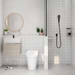 A-2825-10BK ก๊อกน้ำเย็นยืนอาบติดผนัง แบบกด รุ่น EasyFLO สีดำด้าน