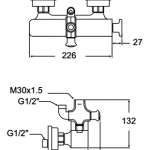 A-2287-310B ก๊อกผสมยืนอาบสำหรับชุดฝักบัวเรนชาวเวอร์ รุ่น Image