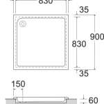 TF-7330-WT ถาดรองอาบน้ำอะครีริค 90x90cm  (SQUARE SHOWER TRAY) อเมริกัน สแตนดาร์ด 