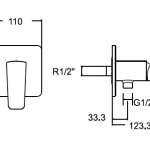 A-0426-10 ก๊อกน้ำเย็นยืนอาบแบบฝังผนัง รุ่น Concept Square (เฉพาะวาล์ว)