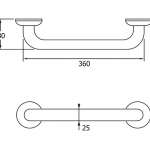 FBVHY-CT790A ราวกันลื่นสเตนเลส OD25 mm.ความยาว 360 mm.