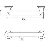FBVHY-CT790C ราวกันลื่นสเตนเลส OD32 mm.ความยาว 360 mm.