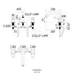 HFVSB-4002C1 ก๊อกคู่ผสมอ่างอาบน้ำ แบบตั้งพื้น รุ่น Contour 