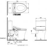 CST230UW2R โถสุขภัณฑ์สองชิ้น พร้อมฝา WASHLET C2 ใช้น้ำ 4.8/3 ลิตร