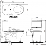 CST340UW2R1 โถสุขภัณฑ์สองชิ้น พร้อมฝา WASHLET C2 ใช้น้ำ 4.8/3 ลิตร