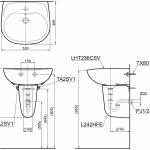 LHT236CV อ่างล้างหน้าพร้อมขารองอ่างแบบแขวนผนัง (1 รูก๊อก) 