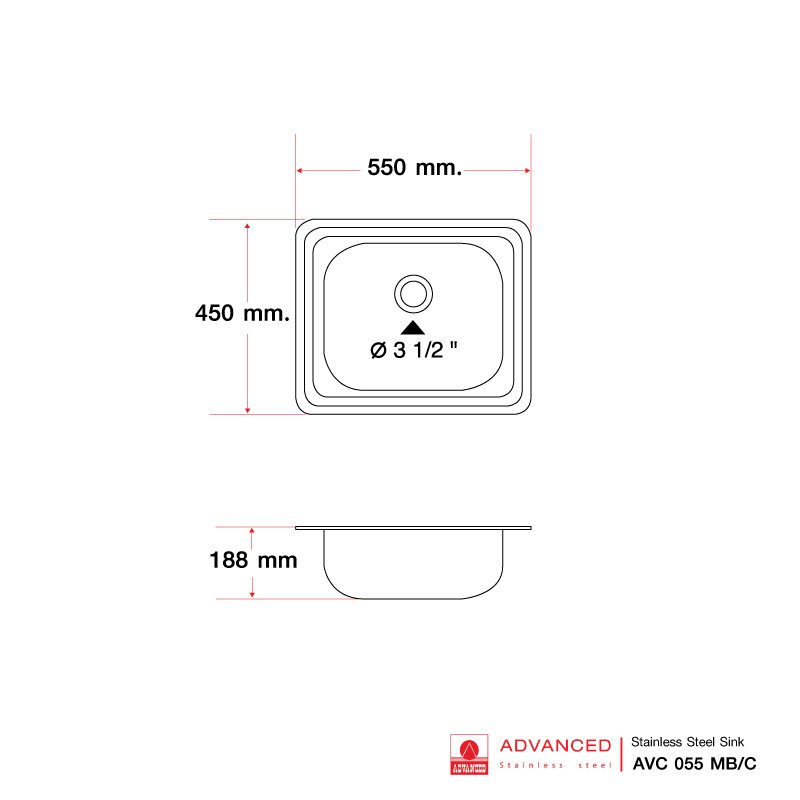 AVC-055 MB/C อ่างซิงค์แบบ 1 หลุม รุ่น CURVE Series