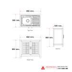 C1S 5089 MB ตู้ตั้งพื้นพร้อมซิงค์ล้างจานสเตนเลส 1 หลุม 1 ที่พัก สีขาว