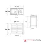 CAVP 8601 MB ตู้ตั้งพื้นพร้อมซิงค์ล้างจานสเตนเลส 1 หลุม 1 ที่พัก สีขาว