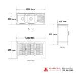 C2S 5012 MB ตู้พร้อมซิงค์ 2 หลุม 1 ที่พัก สีขาว