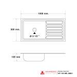 KP 100 MB,MB/C อ่างซิงค์แบบ 1 หลุม 1 ที่พัก (แบบฝังเคาน์เตอร์) รุ่น KP Series