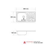 PS 8601 MB/C อ่างซิงค์แบบ 1 หลุม 1 ที่พัก (แบบฝังเคาน์เตอร์) รุ่น PS Series