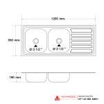 PN 120 MB,MB/C อ่างซิงค์แบบ 2 หลุม 1 ที่พัก (แบบฝังเคาน์เตอร์) รุ่น PN Series