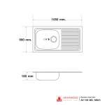 AV 105 MD,MD/C อ่างซิงค์แบบ 1 หลุม 1 ที่พัก (แบบฝังเคาน์เตอร์) รุ่น AV Series