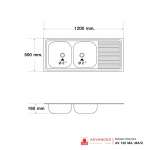 AV 120 MA,MA/C อ่างซิงค์แบบ 2 หลุม 1 ที่พัก (แบบฝังเคาน์เตอร์) รุ่น AV Series