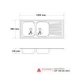 AVP 1206 MA,MA/C อ่างซิงค์แบบ 2 หลุม 1 ที่พัก รุ่น AVP Series