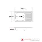 SKS 075 MB,MB/C อ่างซิงค์แบบ 1 หลุม 1 ที่พัก (แบบฝังเคาน์เตอร์) รุ่น SKS Seires