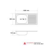 SKS 100 MA,MA/C อ่างซิงค์แบบ 1 หลุม 1 ที่พัก (แบบฝังเคาน์เตอร์) รุ่น SKS Seires