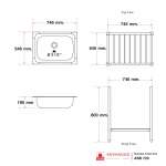 ASB 720 อ่างซิงค์แบบ 1 หลุม พร้อมขาตั้งสเตนเลส