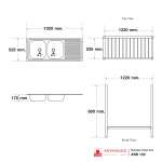 ASB 120 อ่างซิงค์แบบ 2 หลุม 1 ที่พัก พร้อมขาตั้งสเตนเลส