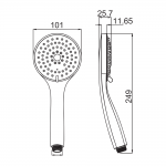 FS-9310-SP หัวฝักบัว 3 ฟังก์ชั่น พร้อมสาย 150 ซม.และขอแขวน สีโครเมี่ยม